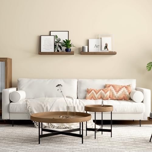 Boswillon Floating Shelves Set of 2, Small Wall Shelf with Lip, 16in, Brown - Image 5