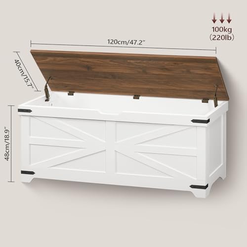 MAHANCRIS Large Toy Chest, 47.2" Wooden Toy Box with 2 Safety Hinges - Image 3