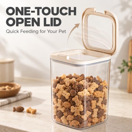 LivLab Mker 20lbs Pet Food Containers,One-Handed Opening, Clear, Stackable - Image 3