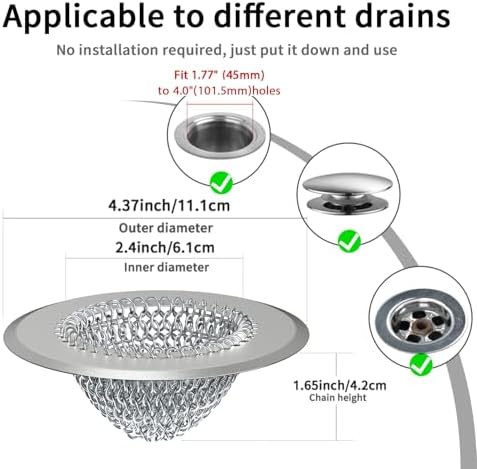 TRAPMATE Hair Catcher Shower Drain, Prevent Clogging Bathtub Drain Hair Catcher, Easy Clean 304 Stainless Steel Shower Drain Cover Protector for Bathroom Regular & Pop-up Drain (Light Gray) - Image 2