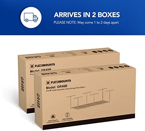 FLEXIMOUNTS 3x8 Overhead Garage Ceiling Storage Rack, 2 Pack, White - Image 2