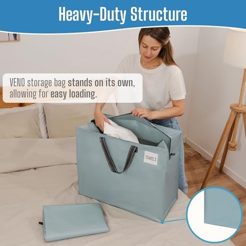 VENO Heavy Duty Moving Bags, Storage Bags, 22 Gallon, Light Blue, 4 Pack - Image 2