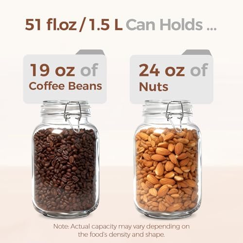 ComSaf Square Glass Jars with Airtight Lids 51 oz 3 Pack Wide Mouth - Image 5