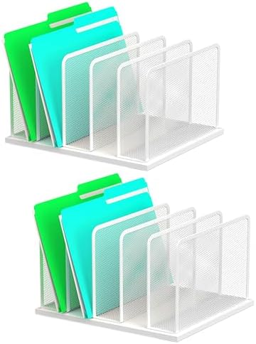 Kuntine.B 5-Section Upright Desk File Organizer White 2 Pack by KuntineB