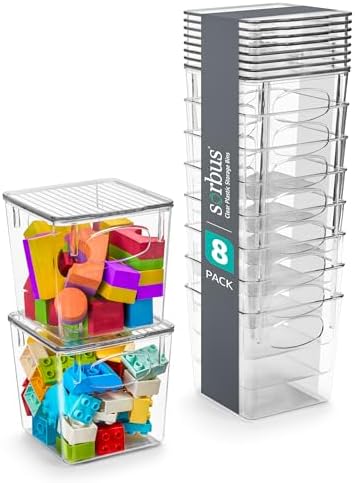 Sorbus Clear Toy Storage Bins with Lids, Stackable (Small, 8 Pack) by Sorbus