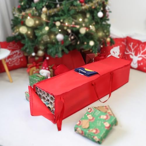 Demao Christmas Wrapping Paper Holder, Wrapping Paper Storage Bag for Christmas Rolls, Resistant 41 inch Organizer Storage Container, Stores up to 25 Standard Rolls - Image 6