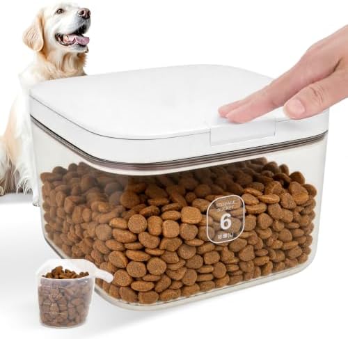 LEAWALK 6 Lbs Airtight Dog Cat Pet Food Storage Container PopTop White by LEAWALK