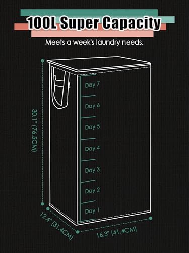 WTREE Laundry Hamper with Lid, Reinforced Sturdy Clothes Hamper with Anti-Puncture Base, Large Collapsible Laundry Basket with Removable Liner Bag, Tall Dirty Clothes Bin for Family, 100L Pink - Image 5
