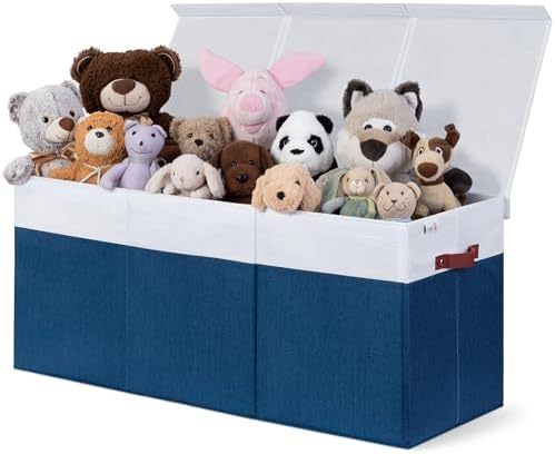 SoftOwl Extra Large Toy Storage Organizer with Lid - Sturdy, Collapsible Toy Chest Storage Box Design - Toys Bin with Dividers for Kids, Nursery, Bedroom, Playroom 37"x16"x14" by SoftOwl