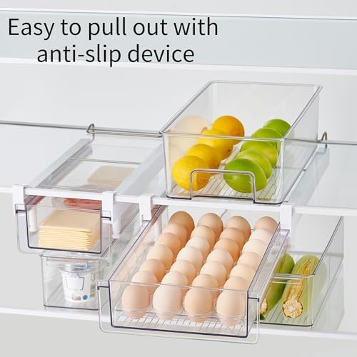 vacane Upgraded Refrigerator Drawers Organizer - Pull Out Fridge Bins with Handle, Extra-Long 19.5" Stretchable and Deep Storage - Image 4
