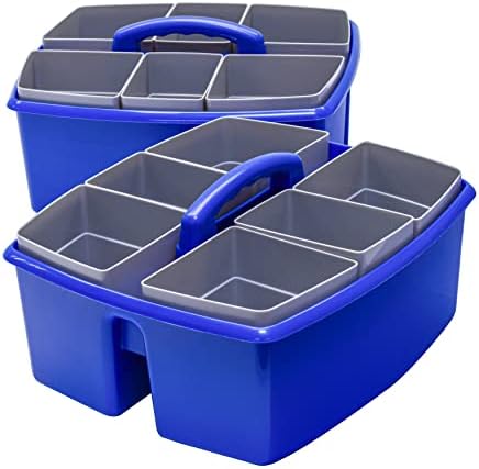 Storex Large Classroom Caddy with Cups, 13 x 11 x 6.575 Inches, Blue, Case of 2 (00985U02C) - Image 2
