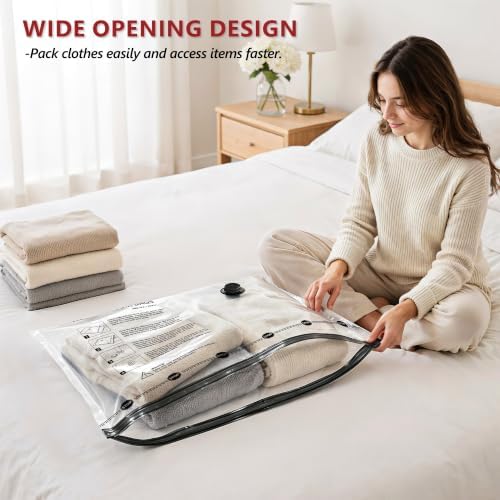 Travel Vacuum Bags for Clothing with Cordless Pump 8 Small, Clear - Image 6