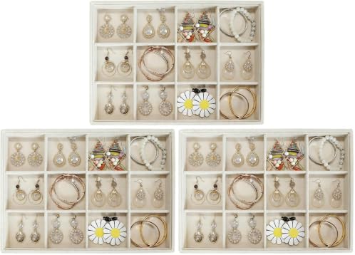 Stratalife 12 Grid Jewelry Organizer Tray, 13.8" x 9.4" x 1.2" (Pack of 3) by Stratalife