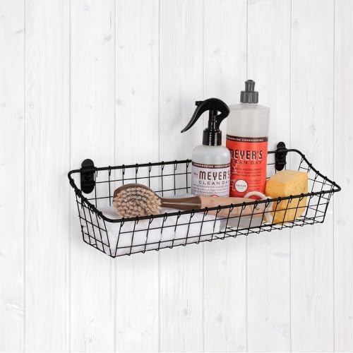 Spectrum Medium Wire Wall Basket Matte Black Rustic Wall Bin, Vintage Wire Basket Wall Mount Hanging Caddy for Kitchen Organization, Wall Mount Storage for Pantry Bathroom Kitchen - Image 3