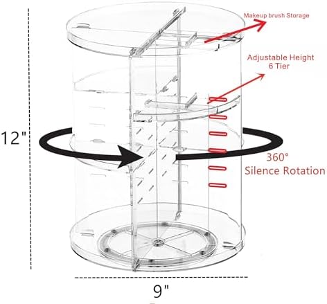Clear Rotating Makeup Organizer for Vanity,Adjustable Skincare Organizer Countertop,Cosmetic Display Cases for Beauty,Skin Care,Spinning Makeup Stand,Make up Storage Organizer and Perfume organizer - Image 2