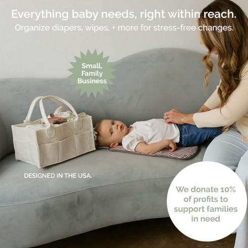 Parker Baby Co. Felt Diaper Caddy Organizer - Regular, White - Image 2