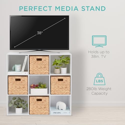Best Choice Products 9-Cube Storage Organizer, 13.5in Shelf Opening, Bookcase, Display Shelf, Customizable w/ 3 Removable Back Panels – White - Image 5