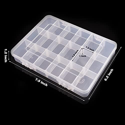 Exptolii 18 Grids Plastic Organizer Box with Dividers, Clear Compartment Container Storage for Beads Crafts Jewelry Fishing Tackles, Size 7.9 x 6.2 x 1.2 in (Pack of 3) - Image 3
