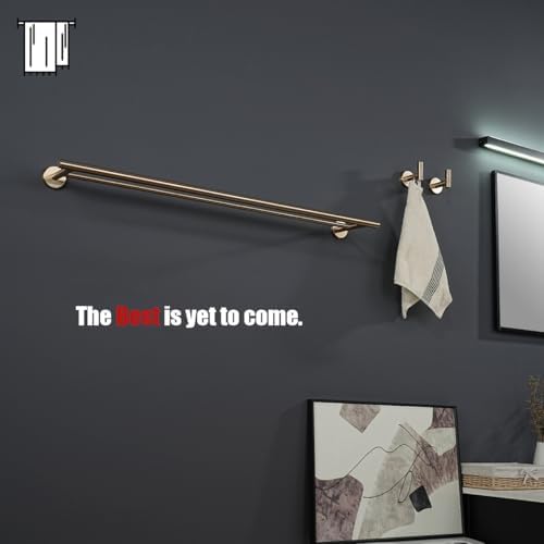 JQK Double Bath Towel Bar, 30 Inch 304 Stainless Steel Thicken 0.8mm Towel Rack for Bathroom, Towel Holder Champagne Bronze Wall Mount, Useable Length 27 Inch, TB100L27-CB - Image 4
