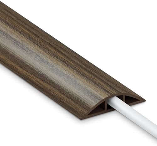 Misty Brown Wood Cord Hider - 4FT Soft Cord Protector, Hide Extension Floor Wire Covers for Cords, Organizer Wires Floor Cable Cover, Cable Cavity: 0.47" (W) x 0.24" (H) by LZEOY