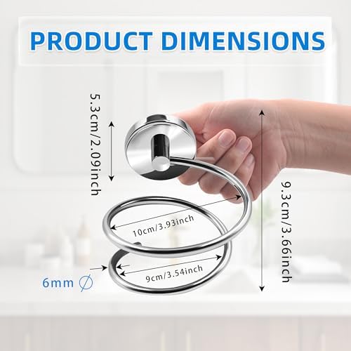 Bathroom Hair Dryer Holder Hair Care Tools Holder Wall Mount Chrome Finished Stainless Steel-Silver - Image 2