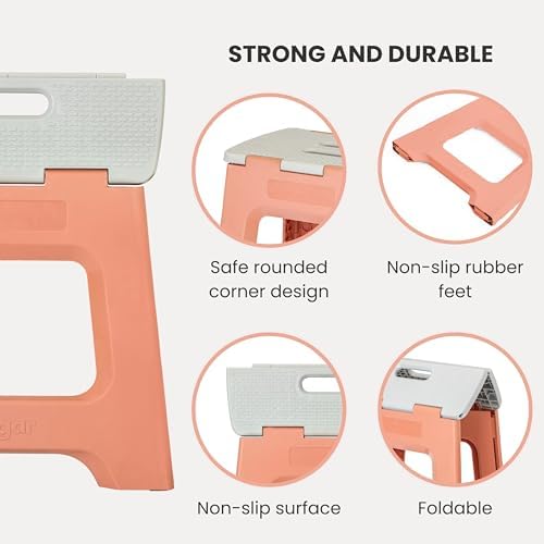 Vigar Compact Folding Step Stool, 12-1/2 in, Orange - Image 4