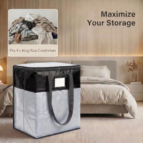 2Pack Extra Large Moving Bags Heavy Duty with Strong Zipper & Comfortable Handles,Sturdy Durable Clothes Storage Bags,Reusable Packing Moving Boxes for College Dorm,Bedding,Space Saving,silver - Image 4
