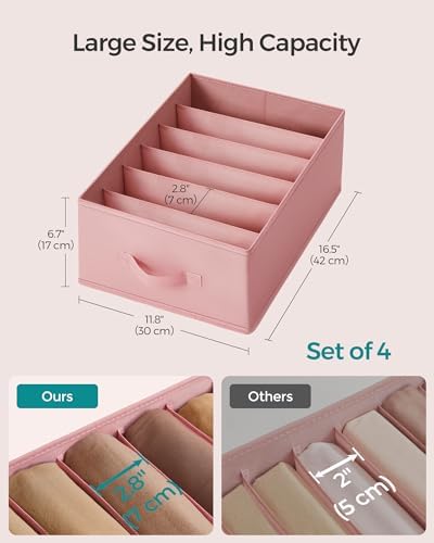 SONGMICS 4 Pack Drawer Clothes Organizers, Large Size 6-Compartment - Image 5