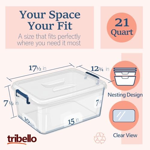Plastic Storage Bins with Lids, Clear Stackable Storage Containers - 21 Qt - Image 2