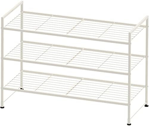 Simple Houseware 3-Tier Stackable Wired Grid Shoe Rack, White - Image 2