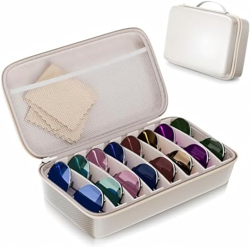 Travel Sunglasses Organizer​,​ Hard Shell​ Sunglass Case Adjustable Slots for Multiple ​Sunglass Eyeglass Case by Unknown
