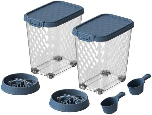 DRATO Pet Food Storage Containers, 2-Pack 60LBS Capacity Resin Dog Food Container with Airtight Lid, Transparent Body, Sturdy & Durable, Versatile Pet Food Bin for Indoor Dog Food Storage by DRATOprovidesawarmandcozy