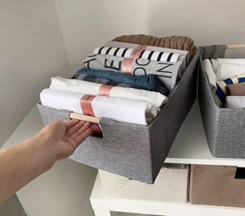Gray Storage Bin for Shelves Rectangle Closet Baskets Foldable Box with Handles, Gray Storage Bins, Storage Boxes for Home Office Car Dormroom - Image 4