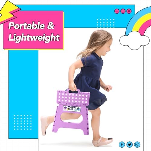 Delxo Folding Step Stool 11 Inch,300 Lbs Step Stool for Kids&Adults Purple - Image 5
