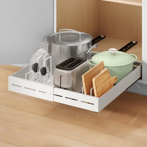 SONGMICS Pull Out Cabinet Organizer, Expandable Carbon Steel Drawers by SONGMICS