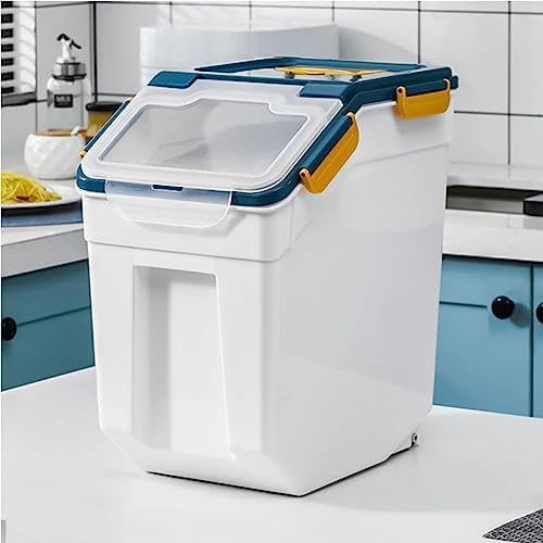 25LB Large Flour Storage Container Bin ,2 Pack Airtight Plastic with Wheels Seal Locking Lid Dispenser Organizer Storage Bin with Measuring Cup & Scoop for Flour, Rice, Grain 50LBS Total - Image 2
