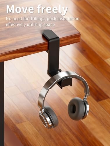 Headphone Hook，Headphone Stand，PC Gaming Headset Holder for Desk，Desk Headphone Hanger，Desk Hook with 360-Degree Adjustable Rotation - Image 4