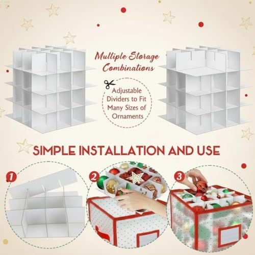 Christmas Tree Ball Organizer Ornament Storage Containers，Ornament Storage Box Hard Plastic Containers 64 Holiday Ornaments - Image 3