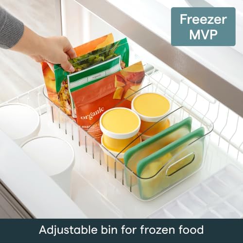 YouCopia FreezeUp Freezer Bin 15", BPA-Free Clear Fridge Organizer with Adjustable Dividers and Handles for Frozen Food and Leftovers - Image 2