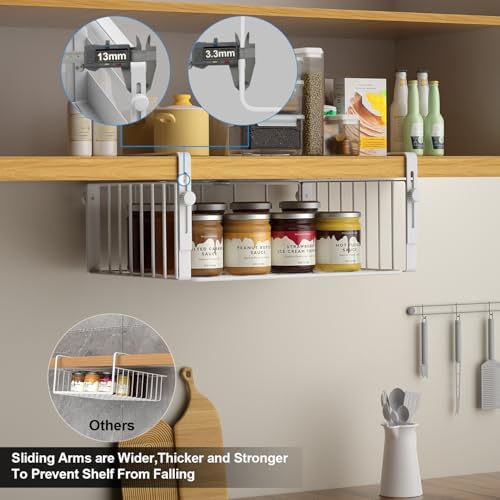 AmonHouseware 2Pack Under Shelf Storage Basket Organizer, White - Image 3