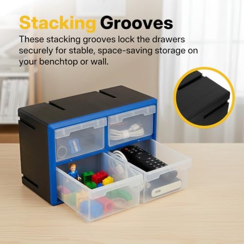 NORTHSKY Stackable Parts Organizer & Storage Cabinet with 4-Drawer, Clear Hardware Tool Box with Transparent Bins, Durable Plastic Component Case for Screws, Beads, Nuts, and Craft Supplies - Image 5