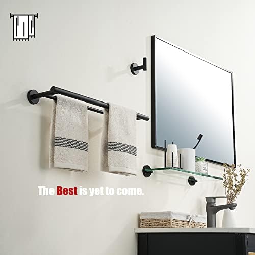 JQK Black Double Towel Bar, 20.5 Inch 304 Stainless Steel Thicken 0.8mm Towel Rack Bathroom, Towel Holder Matte Black Wall Mount, Useable Length 18 Inch, TB100L18-PB - Image 4