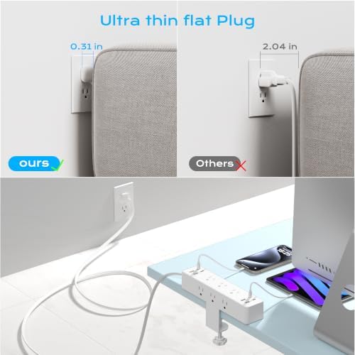 Desk Clamp Power Strip 10FT, Acozvin 40W Total Fast Charging Station - Image 6