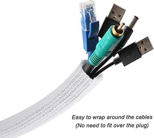Cable Management Sleeve, Split Design, 10FT - 1/2 Inch, White - Image 2