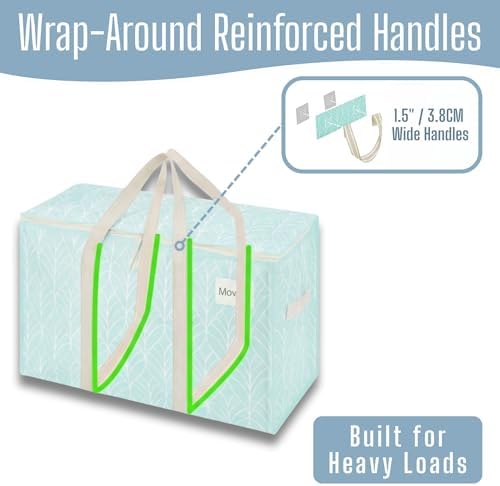 VENO 6 Pack Heavy Duty Moving Bags, Extra Large Storage Bags with Reinforced Handles & Strong Zippers, Foldable & Reusable Moving Box Alternative for Clothes & Dorm Storage - Image 2