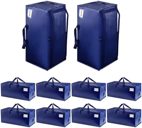 VENO 10 Pack Heavy Duty Moving Bags with Backpack Straps, Zippers & Handles, Extra Large Packing Bags for College Dorm Essentials, Moving Supplies Alternative to Cardboard Moving Boxes by Veno