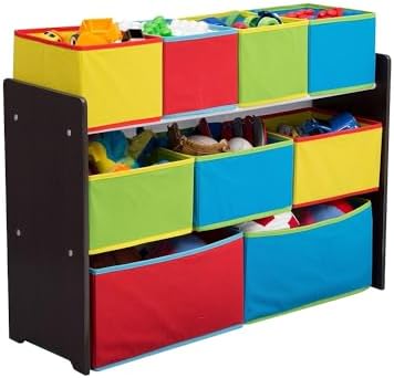 Delta Children Deluxe Multi-Bin Toy Organizer with Storage Bins, Dark Chocolate/Primary Colored Bins - Image 6