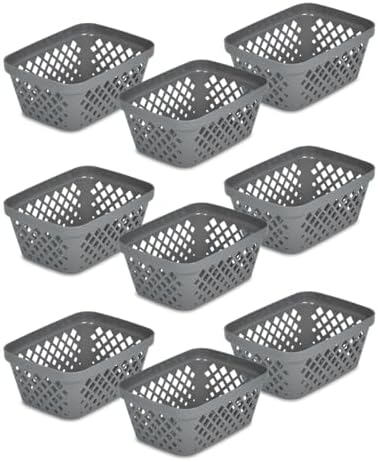 Glad Plastic Storage Basket Set - Multipurpose Drawer Trays, Kitchen Pantry Containers, and Bathroom Bins - 9 Pack Small Organizers, Grey by GladTrashFoodStorage