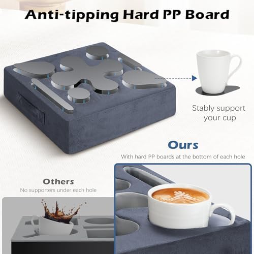 MoKo Couch Cup Holder Pillow, Sofa Bed Cup Holder for Drinks, 7 Slot Tray Couch Drink Holder, Couch Caddy for Remote, Snacks, Drinks, Tablet, Cup Holder for Couch, Bed, Rv, Tv, Car, Man Cave, Boat - Image 5