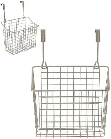 Spectrum Hanging Baskets for Organizing (Large, Satin Nickel) - Grid Over the Cabinet Wire Basket for Kitchen or Bathroom - Door Hanging Storage Organizer for Cleaning Supplies, Washcloths, & Towels by Unknown